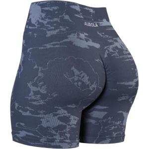 imageAUROLA Serpent Seamless Scrunch Workout Shorts for WomenTummy Control Squat Proof Ribbed Thick Active Gym ShortFolkstone Gray