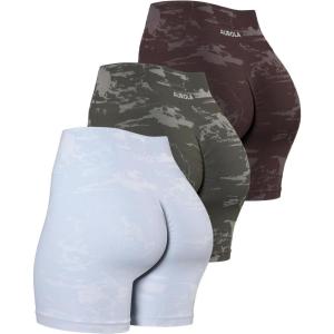 imageAUROLA Serpent Seamless Scrunch Workout Shorts for WomenTummy Control Squat Proof Ribbed Thick Active Gym ShortPack Espressowinter Mossarctic Ice