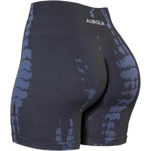 imageAUROLA Serpent Seamless Scrunch Workout Shorts for WomenTummy Control Squat Proof Ribbed Thick Active Gym ShortSerpent Dark Grey