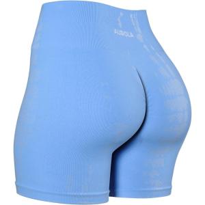imageAUROLA Serpent Seamless Scrunch Workout Shorts for WomenTummy Control Squat Proof Ribbed Thick Active Gym ShortSerpent Placid Blue