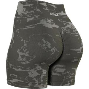 imageAUROLA Serpent Seamless Scrunch Workout Shorts for WomenTummy Control Squat Proof Ribbed Thick Active Gym ShortWinter Moss
