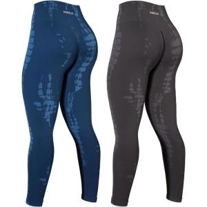imageAUROLA Serpent Snake Seamless Scrunch Workout Leggings for WomenGirls Squat Proof Ribbed Thick Active Gym PantsPack Water Blue  Chestnut Brown