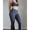 imageAUROLA Fire Flare Leggings for Women Crossover High Waisted Yoga Pants Tummy Control Wide Leg Bootcut LeggingsSteel Gray