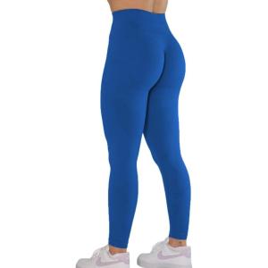 imageAUROLA CAMO Collection Workout Leggings for Women Subtle Logo Seamless Scrunch Gym Tights Yoga Running Active PantsCamolapis Blue