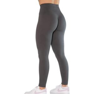 imageAUROLA CAMO Collection Workout Leggings for Women Subtle Logo Seamless Scrunch Gym Tights Yoga Running Active PantsCamolight Grey