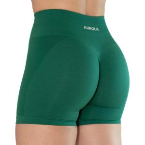 imageAUROLA Intensify V20 Womens Workout Shorts Athletic Running Shorts Seamless High Waist Sport Gym Yoga ShortsAlpine Green