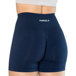 imageAUROLA Intensify V20 Womens Workout Shorts Athletic Running Shorts Seamless High Waist Sport Gym Yoga ShortsTuexdo Blue