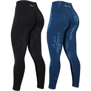 imageAUROLA Serpent Snake Seamless Scrunch Workout Leggings for WomenGirls Squat Proof Ribbed Thick Active Gym PantsPack Black  Water Blue