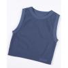 imageAUROLA Essentials Rib Seamless Sleeveless Tank for Women Subtle Logo Round Neck Active Workout Crop TopsBijou Blue