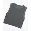 imageAUROLA Essentials Rib Seamless Sleeveless Tank for Women Subtle Logo Round Neck Active Workout Crop TopsPack Blacksteel Greybracken Brown