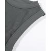 imageAUROLA Essentials Rib Seamless Sleeveless Tank for Women Subtle Logo Round Neck Active Workout Crop TopsSteel Grey