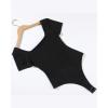 imageAUROLA Everyday Square Neck BodysuitsGoing Out Short Sleeve Double Lined Stretchy Shirt TopsBlack