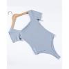 imageAUROLA Everyday Square Neck BodysuitsGoing Out Short Sleeve Double Lined Stretchy Shirt TopsChambray Blue