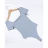 imageAUROLA Everyday Square Neck BodysuitsGoing Out Short Sleeve Double Lined Stretchy Shirt TopsChambray Blue