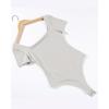 imageAUROLA Everyday Square Neck BodysuitsGoing Out Short Sleeve Double Lined Stretchy Shirt TopsCoconut Milk