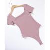 imageAUROLA Everyday Square Neck BodysuitsGoing Out Short Sleeve Double Lined Stretchy Shirt TopsDawn Pink