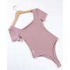imageAUROLA Everyday Square Neck BodysuitsGoing Out Short Sleeve Double Lined Stretchy Shirt TopsDawn Pink