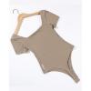 imageAUROLA Everyday Square Neck BodysuitsGoing Out Short Sleeve Double Lined Stretchy Shirt TopsSand