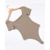 imageAUROLA Everyday Square Neck BodysuitsGoing Out Short Sleeve Double Lined Stretchy Shirt TopsSand