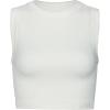 imageAUROLA Essentials Rib Seamless Sleeveless Tank for Women Subtle Logo Round Neck Active Workout Crop TopsMarshmallow