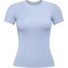 imageAUROLA Everyday Fitted TShirt for WomenCrew Neck Basic Short Sleeves T ShirtCrop Tops Modal Slim Fit TeeChambray Blue