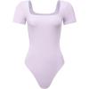 imageAUROLA Everyday Square Neck BodysuitsGoing Out Short Sleeve Double Lined Stretchy Shirt TopsOrchid Tint
