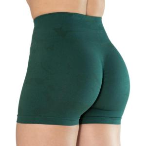 imageAUROLA CAMO Workout Shorts for Women Seamless Subtle Logo Scrunch ShortsCamoalpine Green