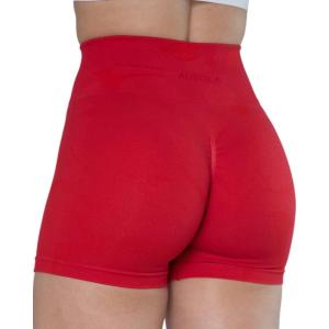 imageAUROLA CAMO Workout Shorts for Women Seamless Subtle Logo Scrunch ShortsCamobright Red