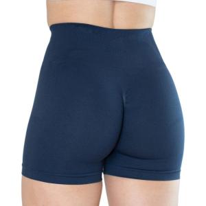 imageAUROLA CAMO Workout Shorts for Women Seamless Subtle Logo Scrunch ShortsCamodark Blue