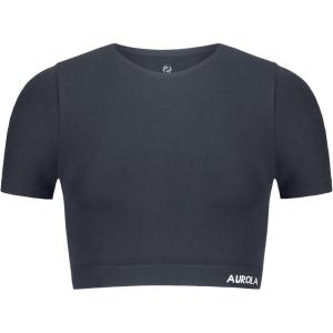 imageAUROLA Essentials Seamless Short Sleeve Crop Top for Women Workout Active Comfort Athletic Shirts TeeDark Grey
