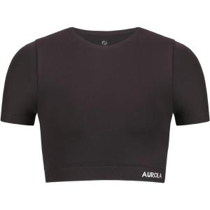 imageAUROLA Essentials Seamless Short Sleeve Crop Top for Women Workout Active Comfort Athletic Shirts TeeSeal Brown