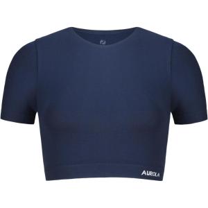 imageAUROLA Essentials Seamless Short Sleeve Crop Top for Women Workout Active Comfort Athletic Shirts TeeTuxedo Blue