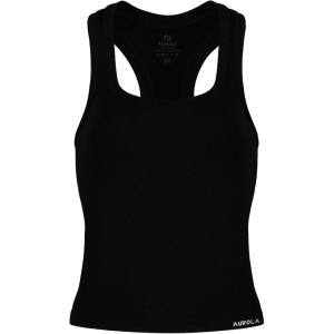 imageAUROLA Essentials Seamless Sleeveless Racerback TopWomen Subtle Marl Workout Square Neck Fitted TankBlack