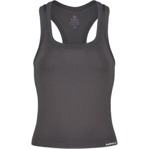 imageAUROLA Essentials Seamless Sleeveless Racerback TopWomen Subtle Marl Workout Square Neck Fitted TankChestnut Brown