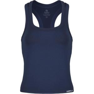 imageAUROLA Essentials Seamless Sleeveless Racerback TopWomen Subtle Marl Workout Square Neck Fitted TankTuxedo Blue