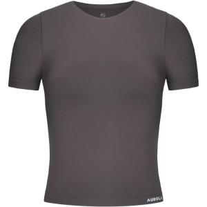 imageAUROLA Women Essentials Seamless Short Sleeve Fitted Tshirt Gym Workout Athletic Shirts Top TeeChestnut Brown