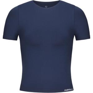 imageAUROLA Women Essentials Seamless Short Sleeve Fitted Tshirt Gym Workout Athletic Shirts Top TeeTuxedo Blue