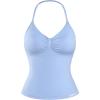 imageAUROLA Influence Longline Strappy Top Workout Tank Tops for Women Built in Shelf Bras Impact Gym Sports BraAiry Blue