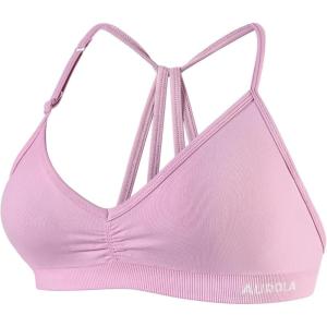 imageAUROLA Mercury Workout Sports Bras Women Athletic Removable Padded Backless Strapy Minimal Crop TopMauve Mist