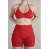 imageAUROLA Influence Strappy Bra Sports Bras for Women Backless Padded Impact Strappy Bra Workout Gym Yoga with Removable CupsChili Red