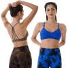 imageAUROLA Mercury Workout Sports Bras Women Athletic Removable Padded Backless Strapy Minimal Crop TopSeamlessklein Blue