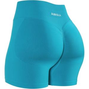 imageAUROLA Influence Workout Shorts for Women25 35 45 55 65 No Roll Up Squat Proof Scrunch Seamless Compression Gym ShortCaneel Bay