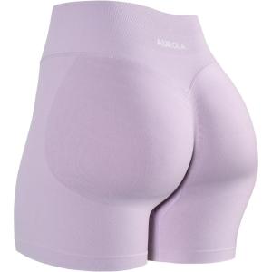 imageAUROLA Influence Workout Shorts for Women25 35 45 55 65 No Roll Up Squat Proof Scrunch Seamless Compression Gym ShortLilac Snow