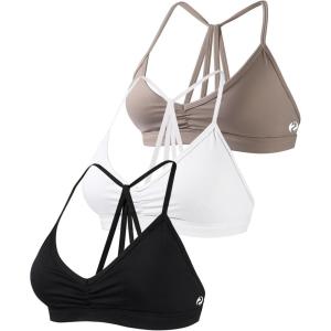 imageAUROLA Mercury Workout Sports Bras Women Athletic Removable Padded Backless Strapy Minimal Crop TopPack Blacknaturalcrescent White