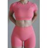 imageAUROLA Influence Crop Top Workout Shirts for Women UltraSoft Seamless Gym T Shirts Short Sleeve Running Workout TopsBubblegum