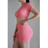 imageAUROLA Influence Crop Top Workout Shirts for Women UltraSoft Seamless Gym T Shirts Short Sleeve Running Workout TopsBubblegum