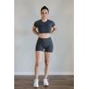 imageAUROLA Influence Crop Top Workout Shirts for Women UltraSoft Seamless Gym T Shirts Short Sleeve Running Workout TopsDark Grey