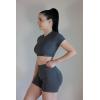 imageAUROLA Influence Crop Top Workout Shirts for Women UltraSoft Seamless Gym T Shirts Short Sleeve Running Workout TopsDark Grey