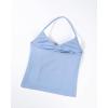 imageAUROLA Influence Longline Strappy Workout Halter Tops for WomenRemovable Cups Padded Bras Impact Gym Yoga Sleeveless TopAiry Blue