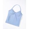 imageAUROLA Influence Longline Strappy Workout Halter Tops for WomenRemovable Cups Padded Bras Impact Gym Yoga Sleeveless TopAiry Blue